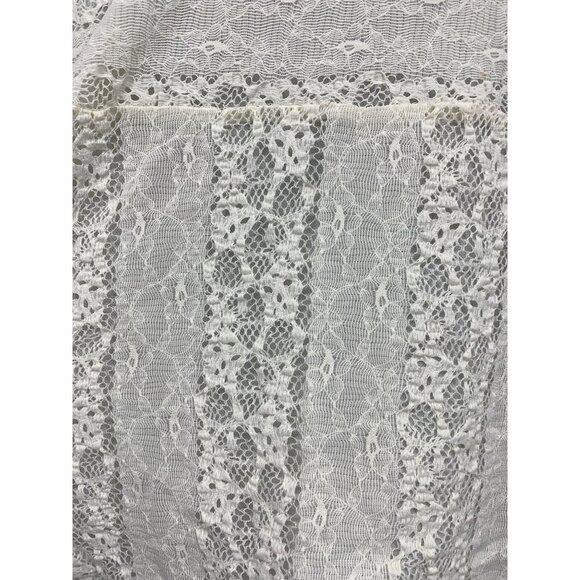 Alfani Women Top Blouse Size Large L Lace V-Neck Blouse Ivory Short Sleeve New - Picture 3 of 7